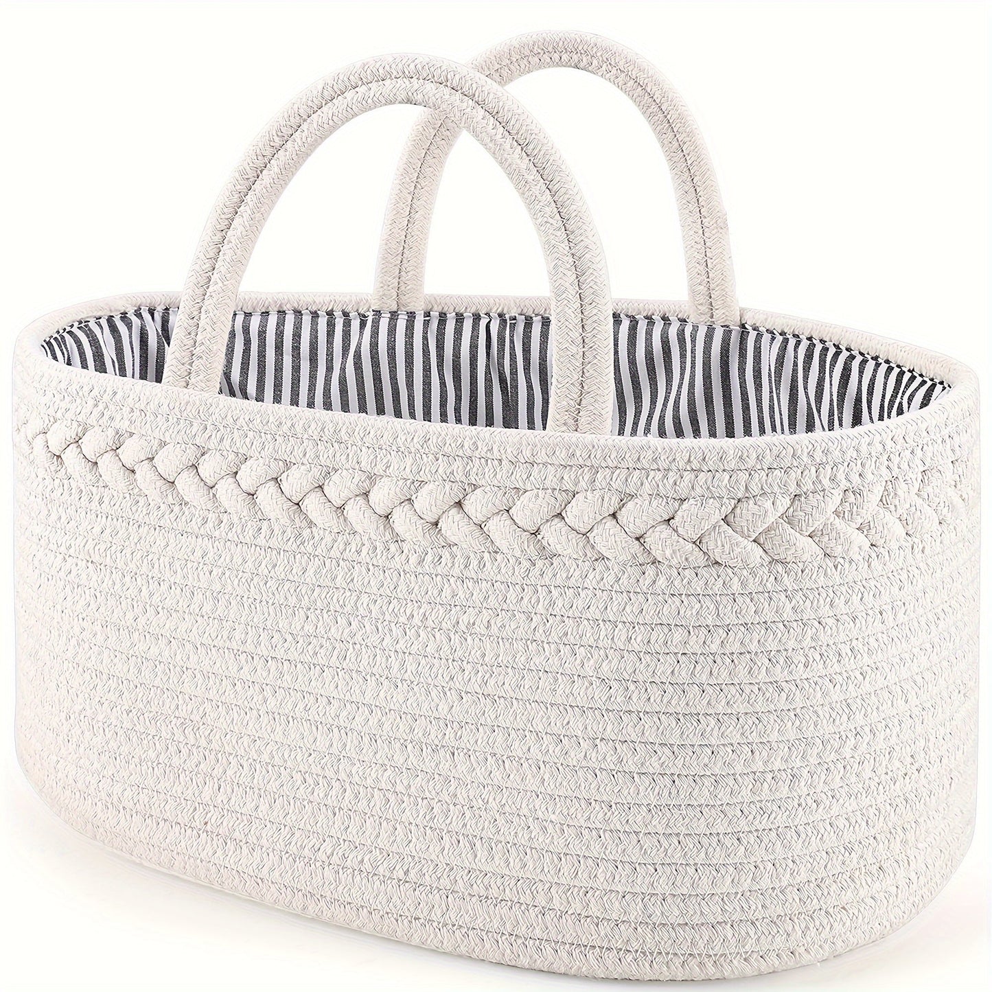 Baby Diaper Caddy: Convenient Nursery Storage Bin and Car Organizer for Diapers, Wipes, and More! Features Cotton Rope Basket Design for Changing Table Organization