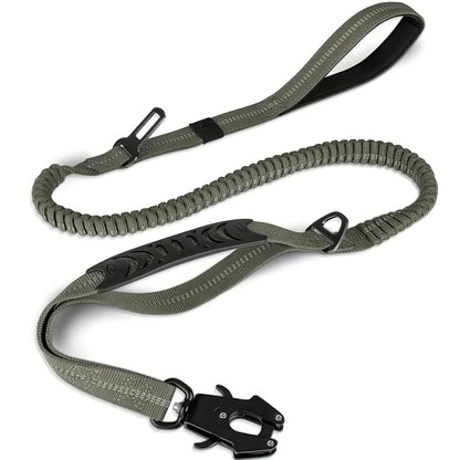 Tactical dog leash with padded handle, sturdy no-pull design, safety buckle, and reflective stripes - ideal for medium to large dogs.