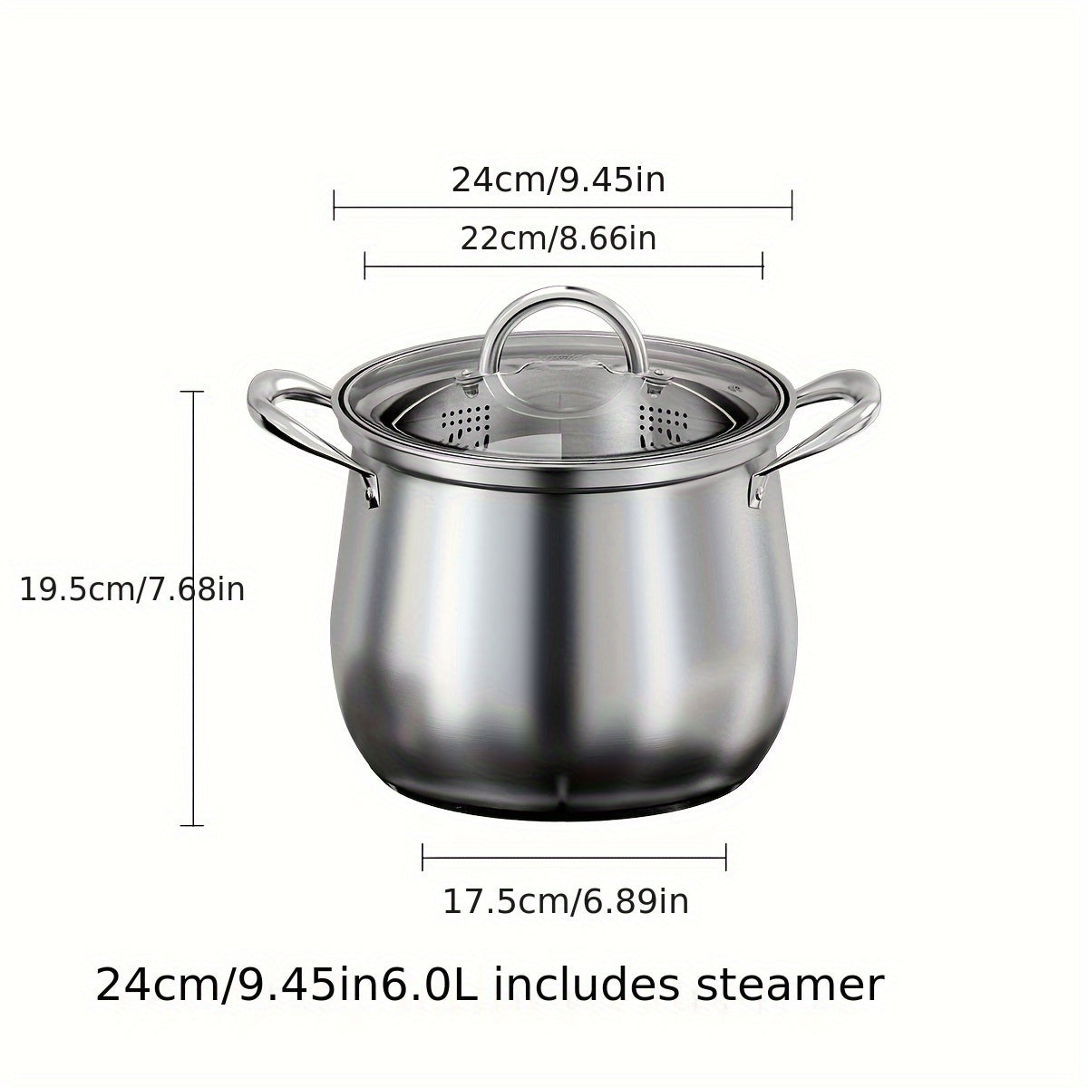 Large Capacity High Soup Pot made of 304 Stainless Steel, Thickened for Household use. Can be used for Cooking Porridge, Stews, and Steaming on Electromagnetic or Gas Stoves.