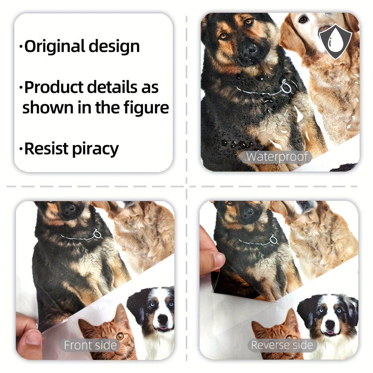 Cute Puppy Row Window Cling - 30.48cm x 40.64cm Double-Sided, Reusable Electrostatic Decal for Home & Office Decoration