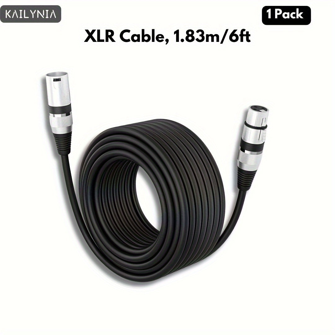 KAILYNIA Professional 3-Pin Balanced XLR Cable for microphone to mixer connection, shielded for recording studio, podcast, and active speakers - available in various lengths.