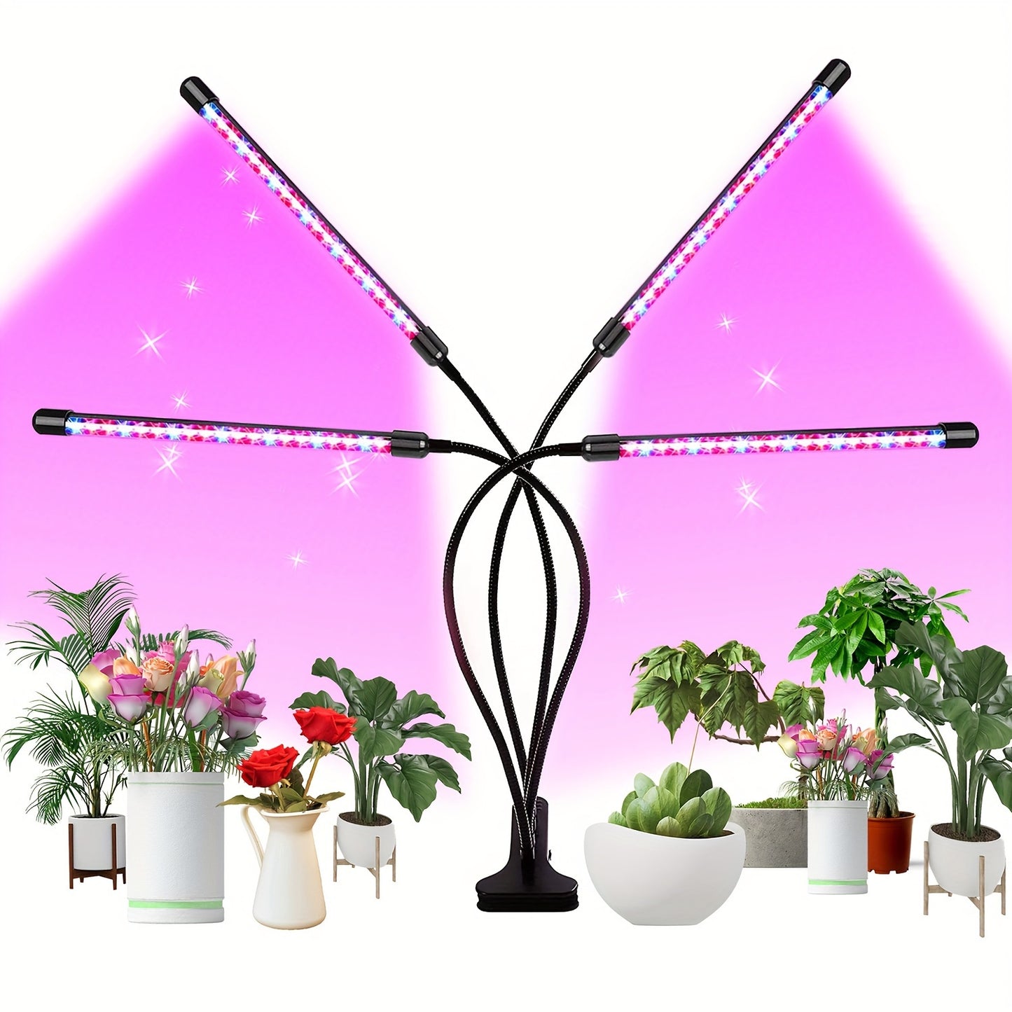 High-intensity LED grow light for rapid plant growth in home gardens, with flexible rotation and automatic timer.