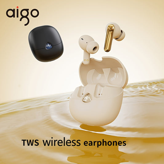 Aigo 5.4 Wireless Headphones with Mic, TWS Sports Earphones, LED Display, Perfect Gift