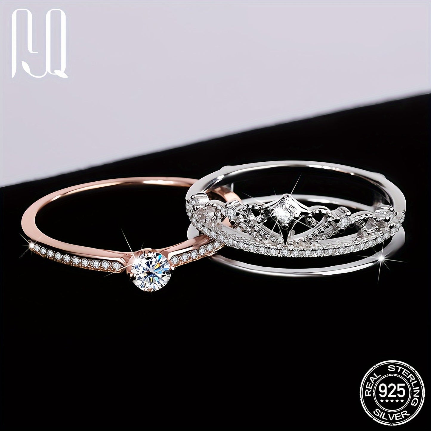 Stunning 0.5Ct Moissanite Crown Ring - Crafted with 925 Sterling Silver and 18K White/Rose Gold Plating, Ideal for an Engagement or Wedding Gift for Her. Comes with Certificate and Sizing Guide for a Perfect Fit.