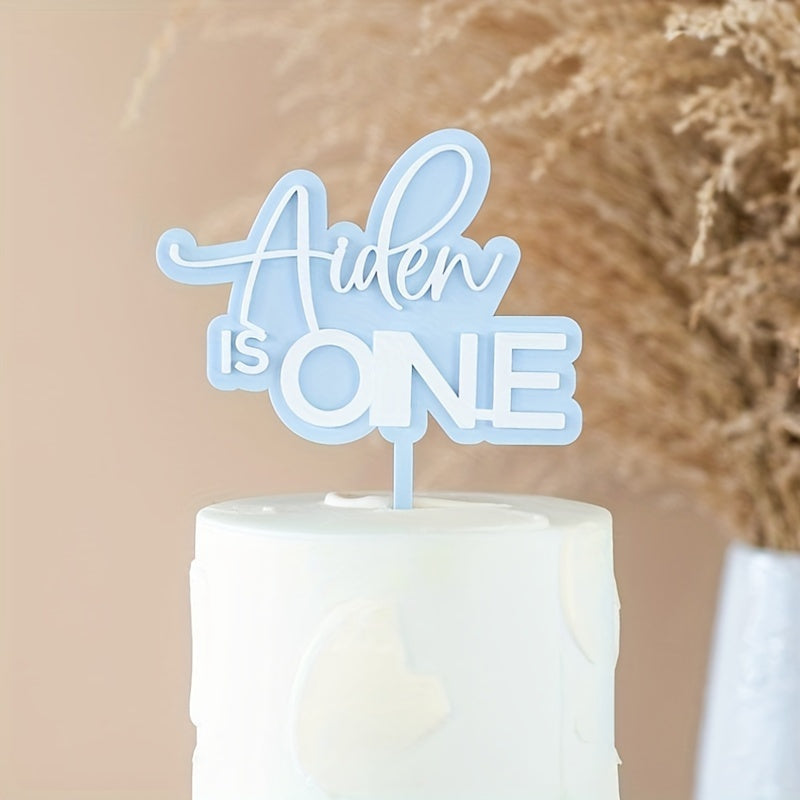 Customize your cake with a personalized acrylic topper featuring your name and number. This white dessert decoration accessory is perfect for birthdays, showers, and parties, and is suitable for ages 14 and up.