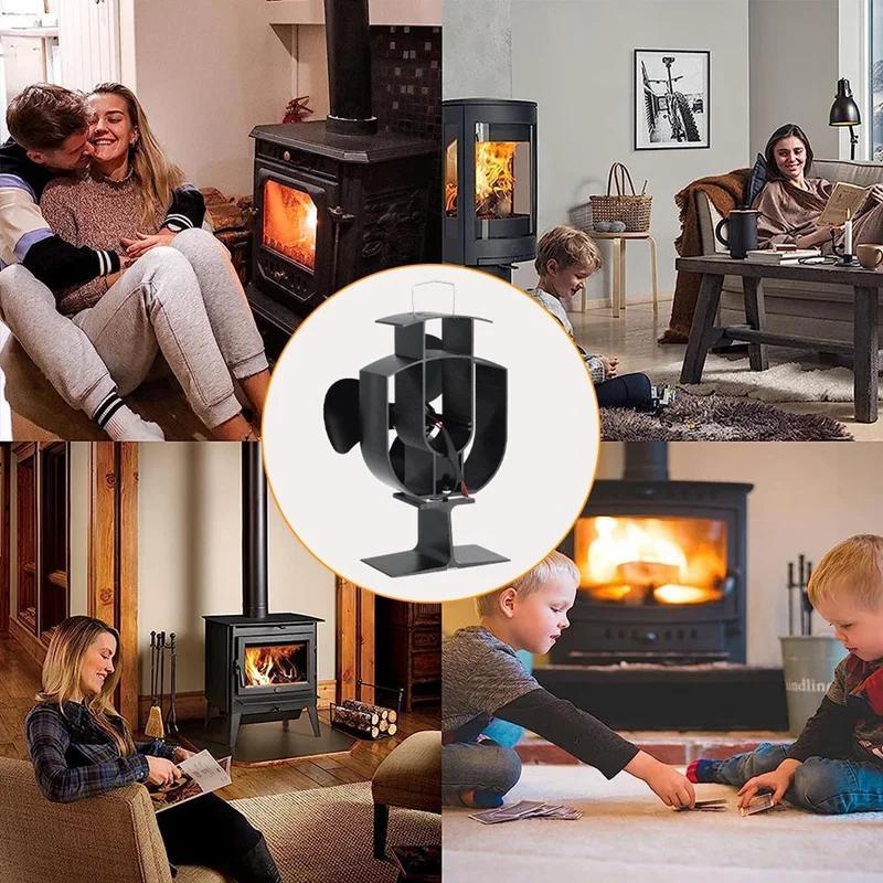 Portable Aluminum Fireplace Wood Stove Fan - Harness the Power of Heat from Your Wood/Log Burner without Electricity. Quiet Operation with Multiple Components Included.