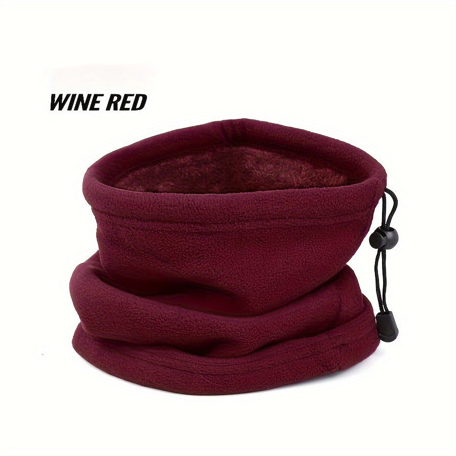 Stay warm and cozy with our 1-piece Adjustable Polar Fleece Neck Gaiter. This sports-style neck warmer is made of 100% polyester and features a thick thermal fleece perfect for cycling and running. It can also be worn as a multifunctional hat. This men's