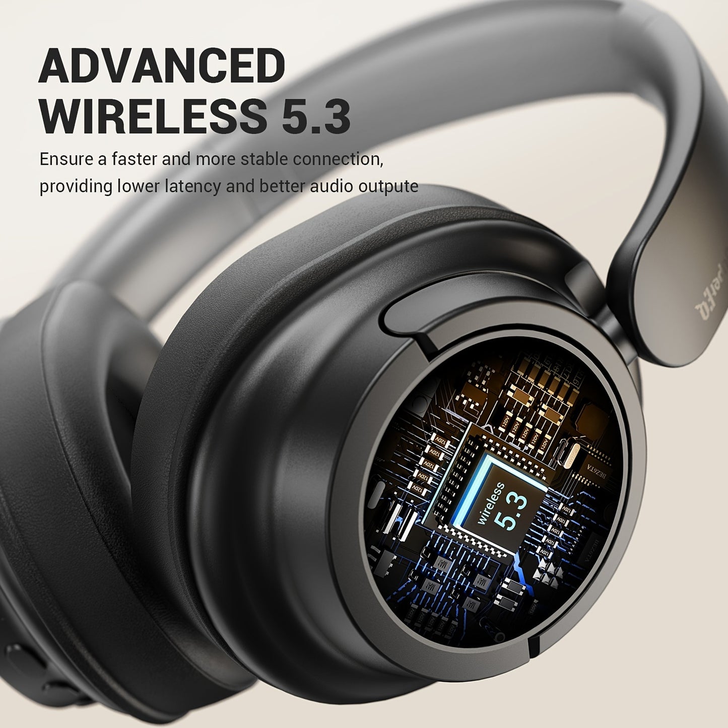 SuperEQ V16 Over-Ear Wireless Headphones featuring Wireless 5.3, Foldable Design with Mic, Deep Bass/Pop Modes, 90H Playtime, Lightweight & Comfortable.