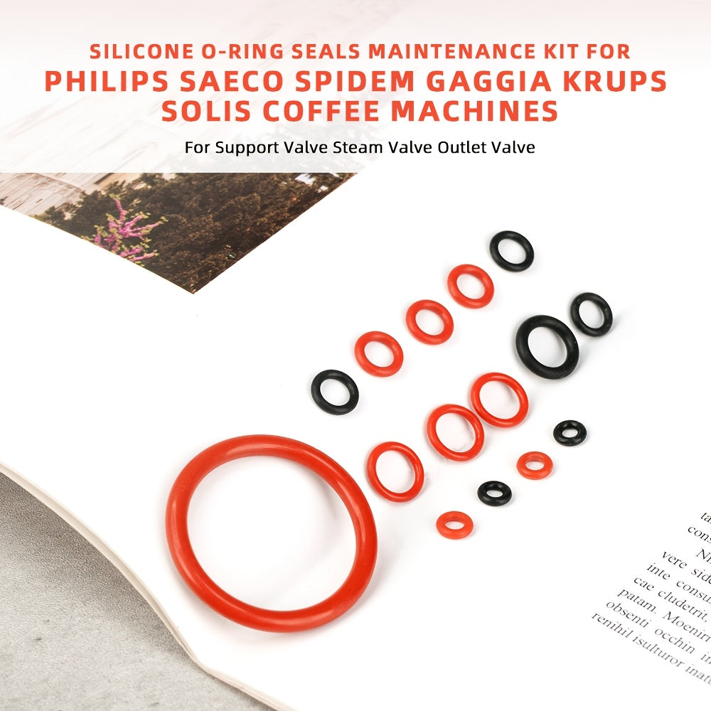 Sealing rings made of silicone, designed to fit Philips Saeco, Spidem, Gaggia, Krups, Solis coffee machines. These rings are compatible with the support valve, steam valve, and outlet valve in the brewing group, making them essential spare parts for your