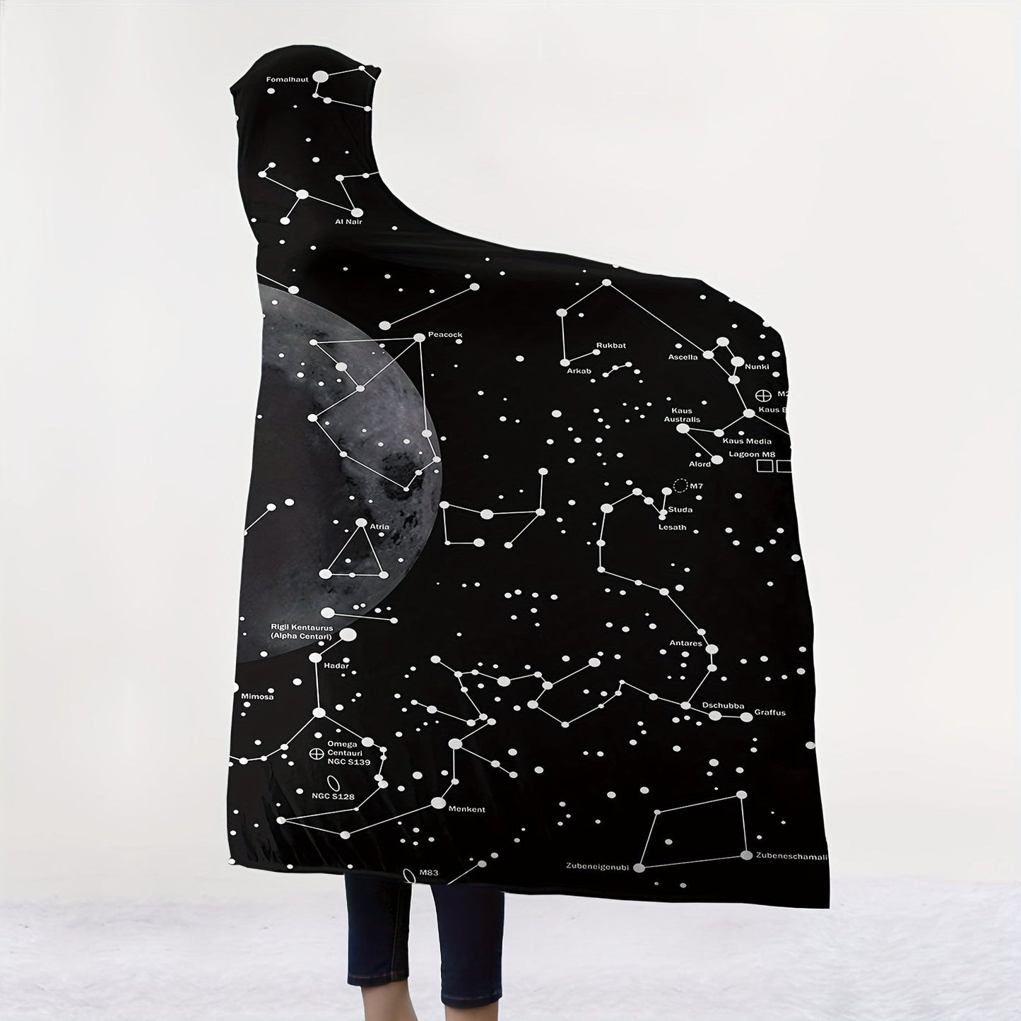 Starry Sky Hooded Blanket - This magical blanket is perfect for napping, lounging, or traveling. Get cozy and stay warm with this soft and thick hooded cape blanket, ideal for use on the sofa, in the office, or in bed.