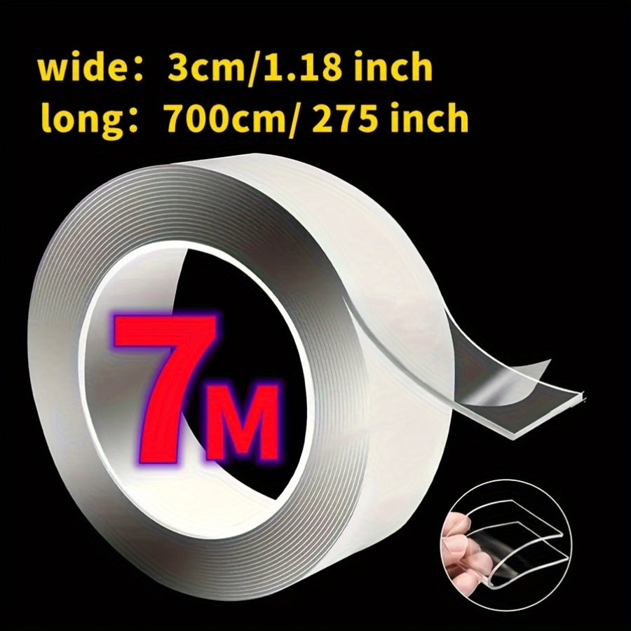 7m Super Strong Transparent Nano Double-Sided Tape | Waterproof & Durable | Reusable & Washable | Ideal for DIY Projects in Kitchen, Bathroom, and Home Decor | Versatile Adhesive for