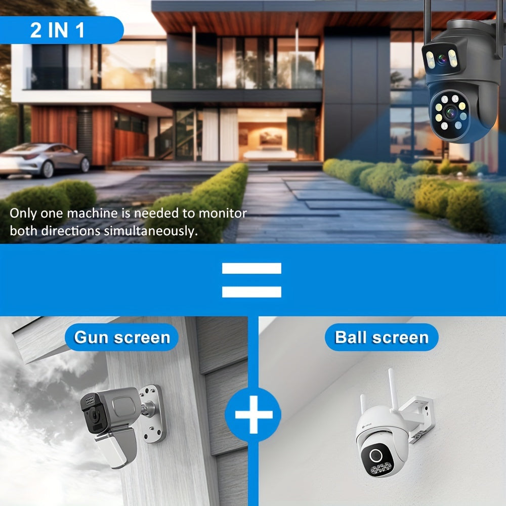 8MP Dual Camera WIFI Surveillance with Two-Way Audio, Motion Tracking, Night Vision - Indoor/Outdoor Security Monitoring with Memory Card Support