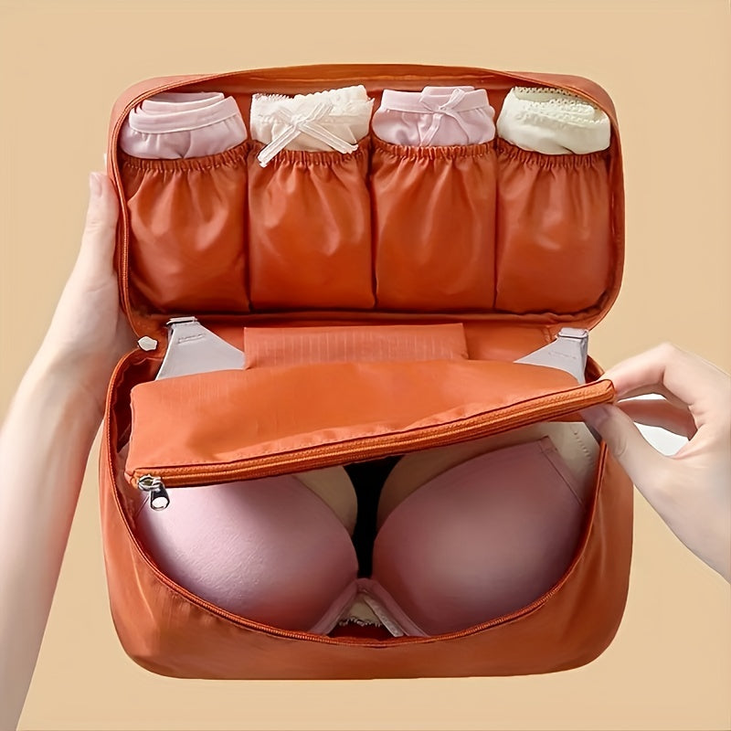 Zipper portable underwear storage bag for traveling, organizing lingerie and underwear.