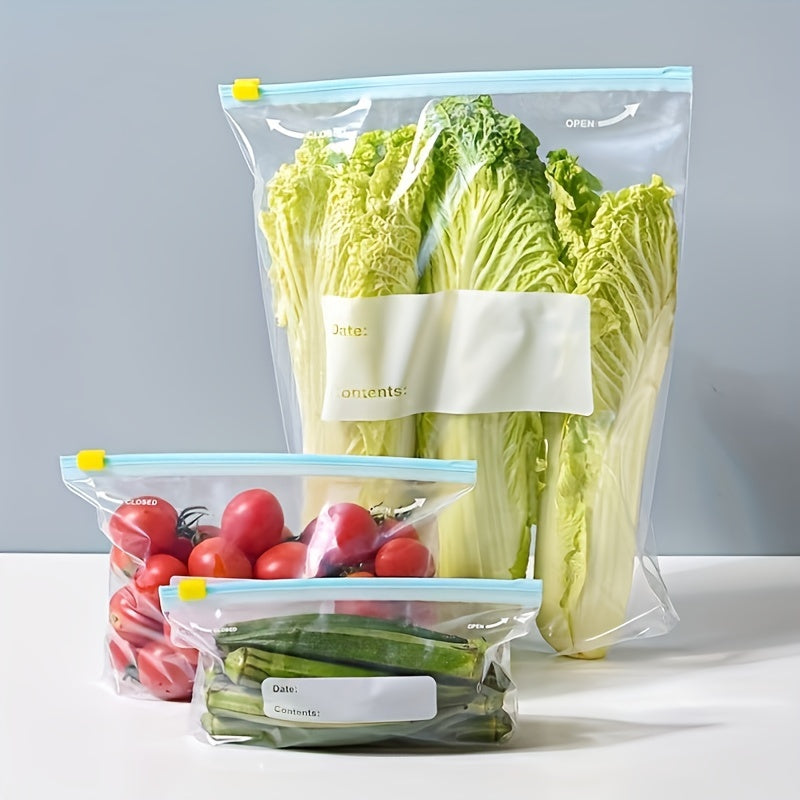 Get a set of 10 or 30 reusable food storage bags that are BPA-free and safe for storing food in the freezer. These versatile bags can be used for sandwiches, snacks, storing meat, fruits, and vegetables. They are made of silicone material and are