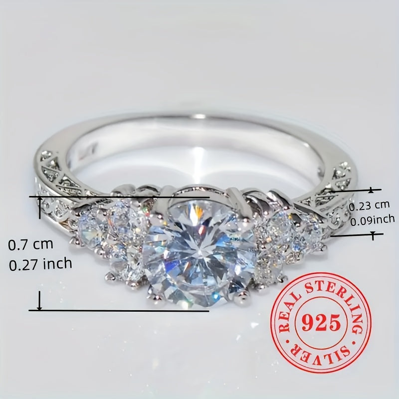 Stunning 925 Sterling Silver Women's Anniversary Ring with Sparkling Cubic Zirconia Detailing, Ideal for Weddings, Parties, and Valentine's Day. Comes in a Beautiful Gift Box - A Dazzling Addition to Your Collection of Fashion Jewelry, Perfect for