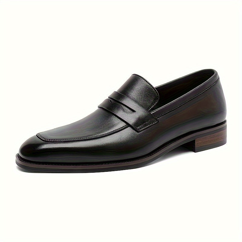 Men's classic slip-on loafers with genuine upper and lining, rubber sole, round toe - suitable for all seasons.