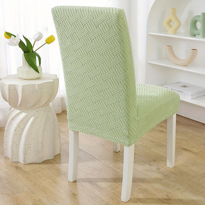 Elastic chair covers in sets of 2, 4, or 6 for restaurant and hotel dining chairs provide protection.