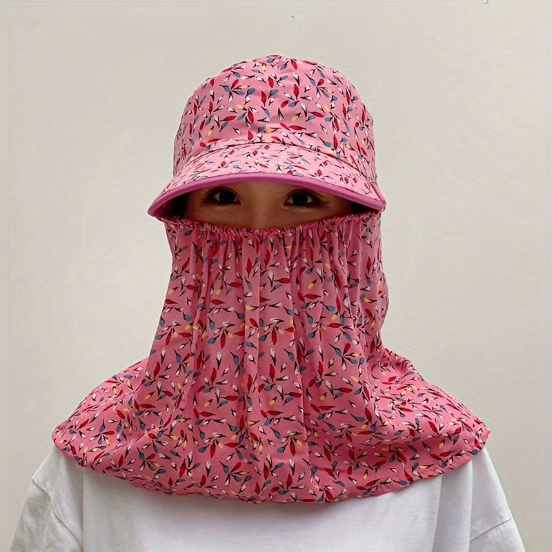 Polyester woven sun hat with eaves shawl for spring and summer with breathable design, machine washable.