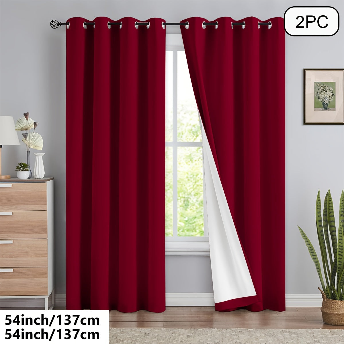 2 blackout curtains for home décor, 100% full blackout with white lining, 54x84 inches, off-white.