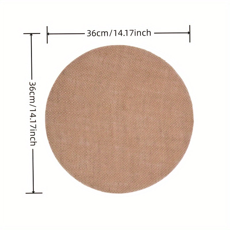 10-pack of round burlap placemats, eco-friendly & durable for home or events, measures 29.97cm in diameter.