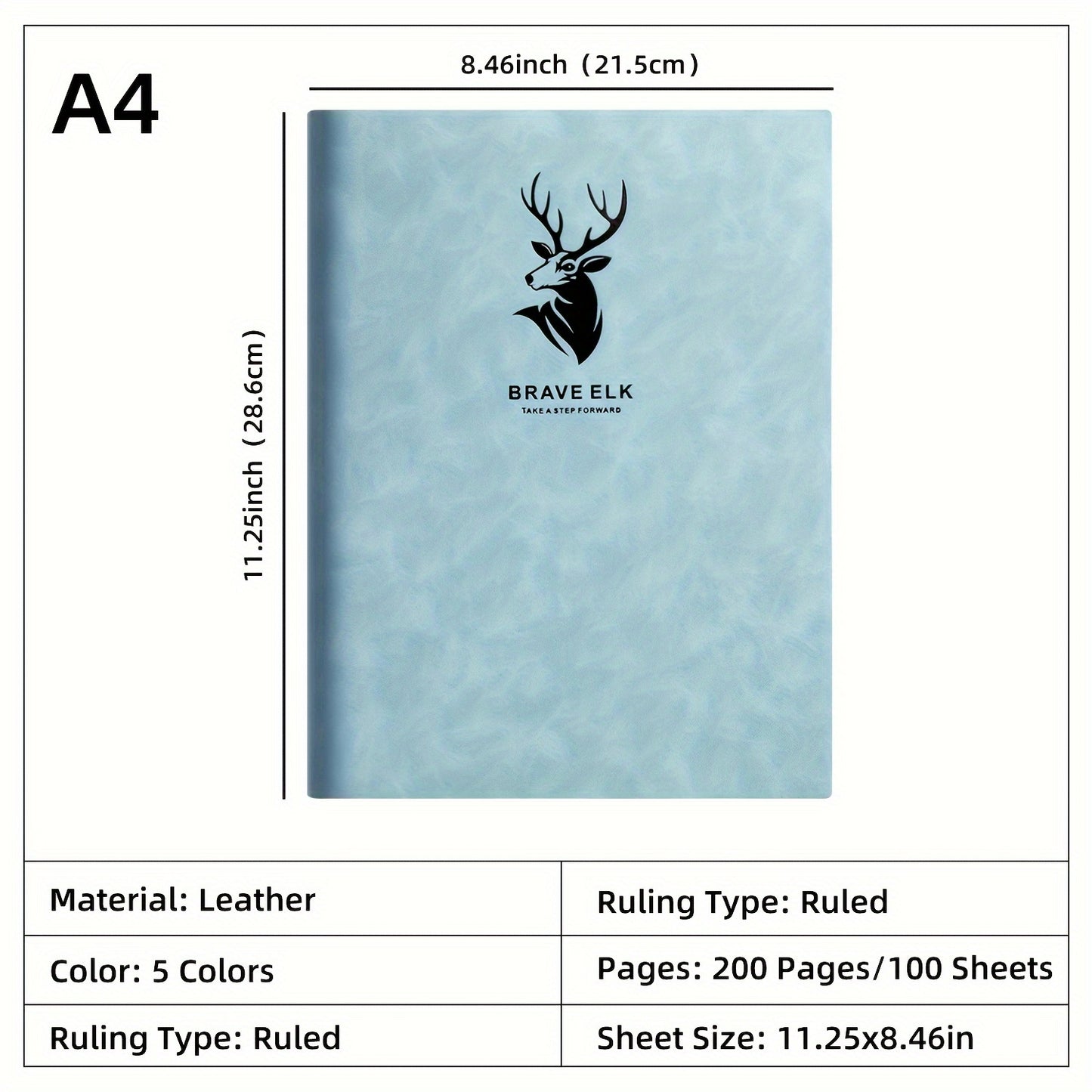 Premium A4 Ultra-Thick Notebook with Soft Faux Leather Cover, 200 pages of Thickened Paper, and Comfortable Grip. Smooth Writing Experience, Available in Multiple Colors for School use.