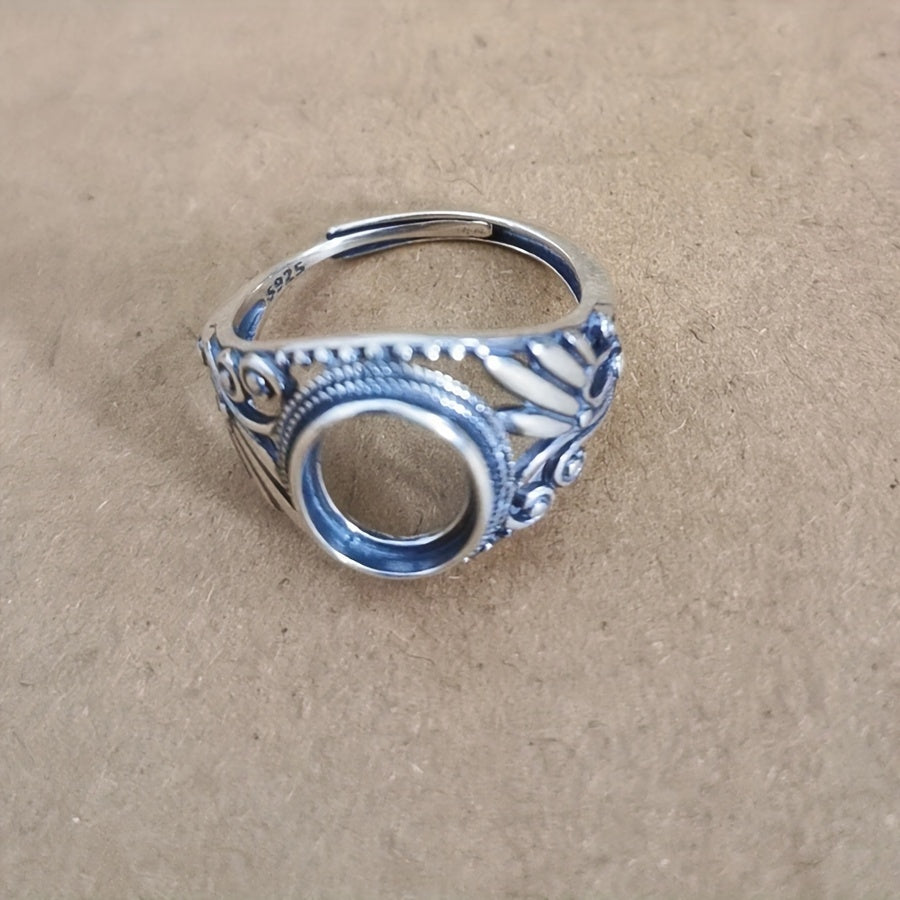 925 STERLING Silver Vintage Tribal Style Semi-Mount Ring Base with No Stone Setting, Ideal for creating Custom DIY Jewelry. Suitable for Daily Wear and Gift-Giving, fits 8*10mm stones. Code: A1287.