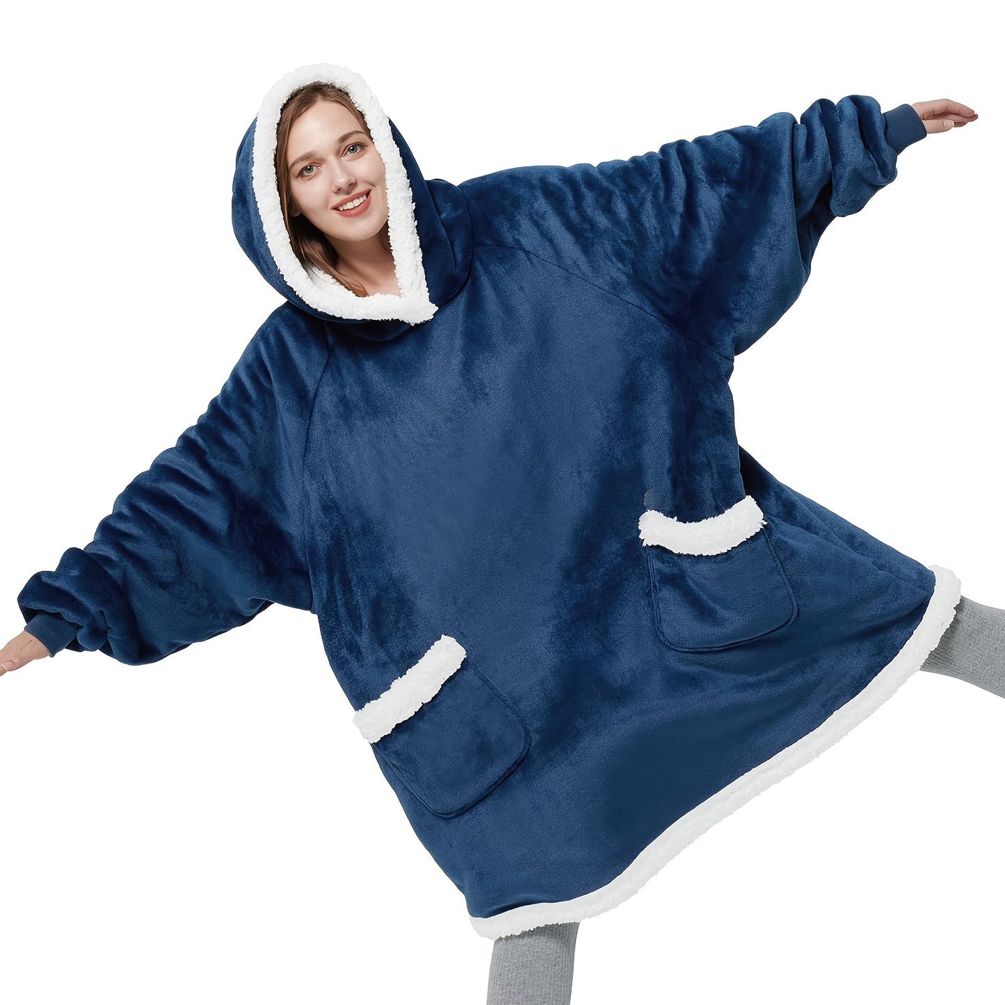 Oversized Wearable Blanket Hoodie with Sleeves - Cozy Hooded Blanket Perfect for Gifts for Girlfriend, Women, and Mom. Thickened and Super Soft material for ultimate comfort. Keep warm in this comfortable wearable hoodie blanket designed for adults.