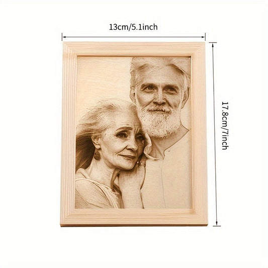 Customized Wooden Photo Frame - Engraved Picture Holder for Couples, Ideal for Birthday, Anniversary, Wedding & Valentine's Day Presents. Add Your Own Picture, Perfect for Boyfriends, Girlfriends, and Home Décor.