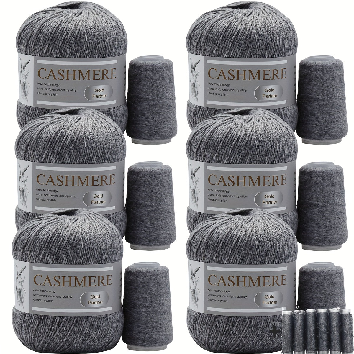 6 luxurious cashmere yarns for hand knitting and crocheting. Ideal for making sweaters, scarves, hats, shawls, cardigans, and gloves. High-quality, soft, warm, multicolored bundle in 10.58