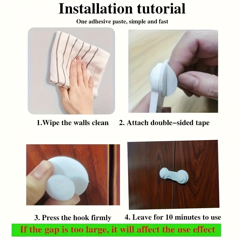 5 safety locks for cabinets, room doors, and refrigerator drawers, featuring anti-pinch hand-to-hand opening design.