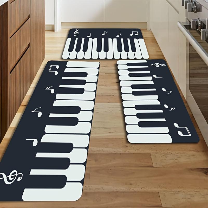 Floor mats rugs featuring a simple piano music pattern, suitable for living rooms, bedrooms, kitchens, and bathrooms. Can be used as living room bedroom kitchen floor mats, bathroom mats, outdoor rugs, or decorative bath mats. Non-slip, suitable for the