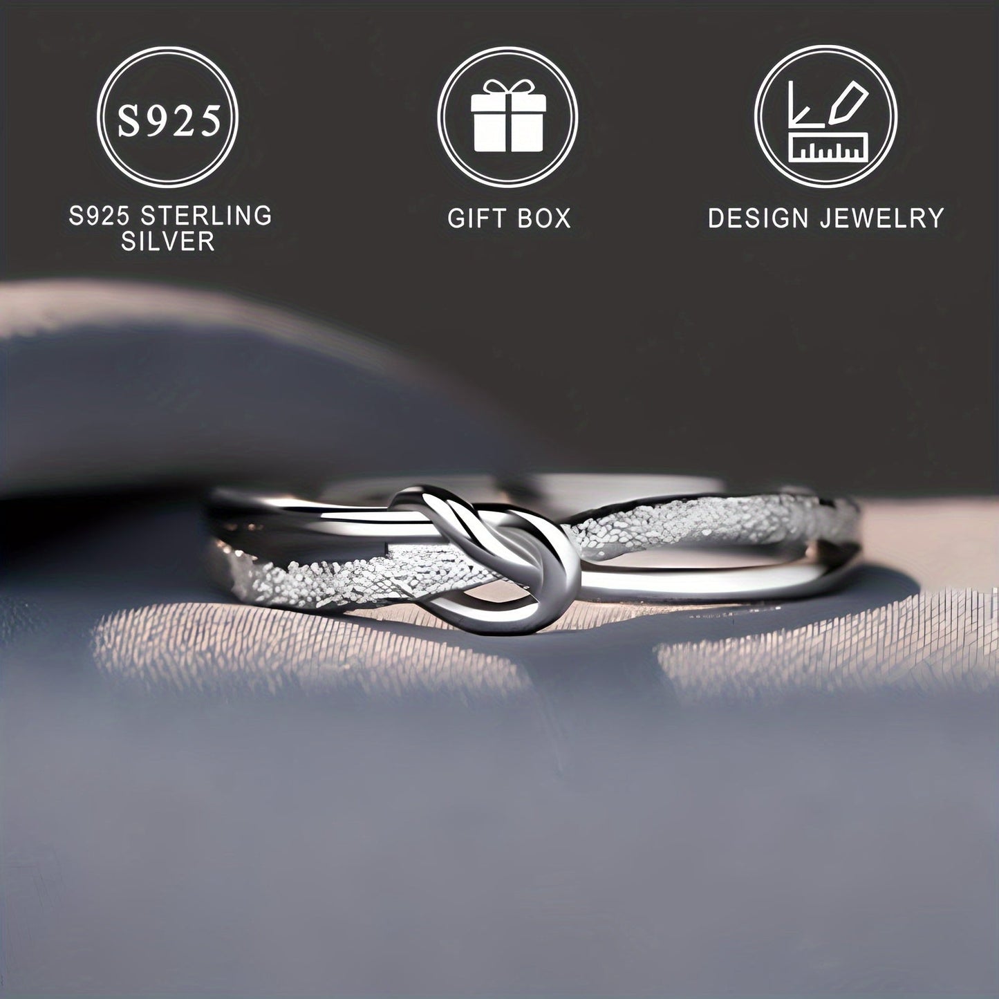 Butterfly Knot Design Mobius Ring crafted with 925 Sterling Silver, an Elegant and Simple Band for Women, an Ideal Gift for Girlfriends in a Gift Box.