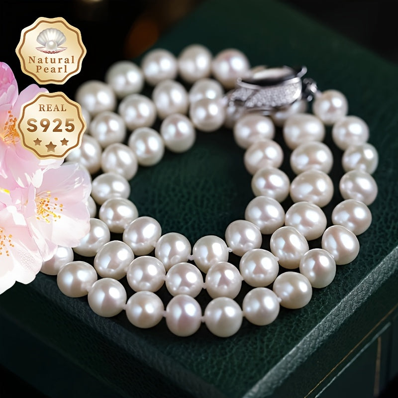 Luxurious and elegant, the MUFAN Freshwater Pearl Necklace is a stunning piece for women. Featuring genuine S925 silver clasp and 6-7mm round pearls, it is the perfect accessory for both daily wear and special occasions. This June birthstone necklace