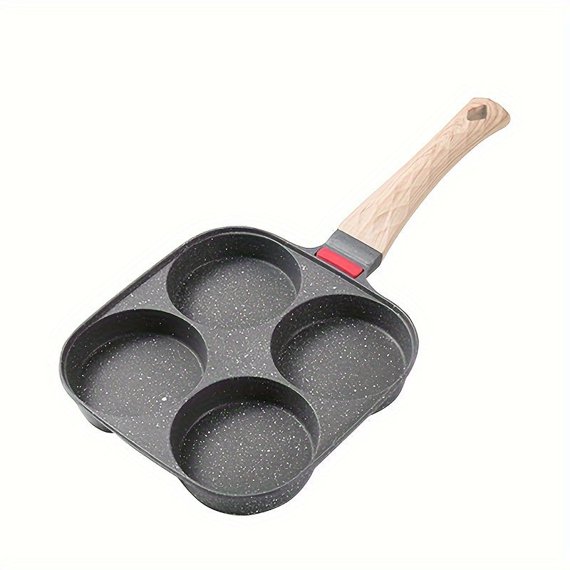 One 1-piece omelet pan with lid, featuring 4 holes for easy flipping. This non-stick pan is perfect for cooking eggs, burgers, pancakes, and more. Ideal for making omelettes, breakfast cookware, egg molds, and frying pans with a non-stick coating.