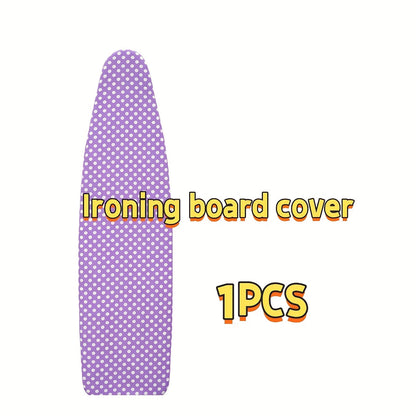 A purple base cover with white polka dots, enhanced with a titanium coating to protect against burning and staining. It has elastic edges for a secure fit and two fasteners on the back.