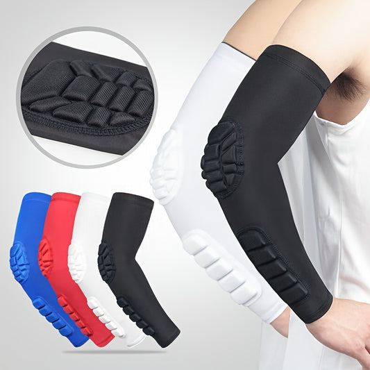 Sports arm guard with detachable honeycomb pad, anti-slip strip. Suitable for multiple sports.