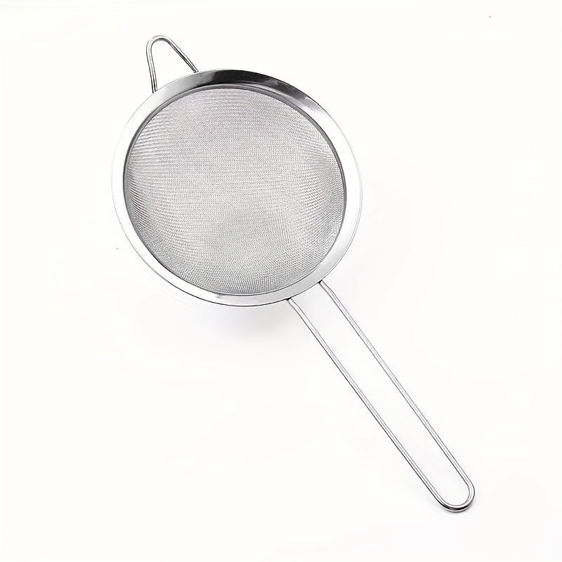 Essential Kitchen Tools: Stainless Steel Fine Mesh Strainers Set of 3 - Small, Medium, and Large Sizes with Sturdy Handle and Hook - Ideal for Juicing, Soy Milk, and More. Includes Kitchen Accessories.