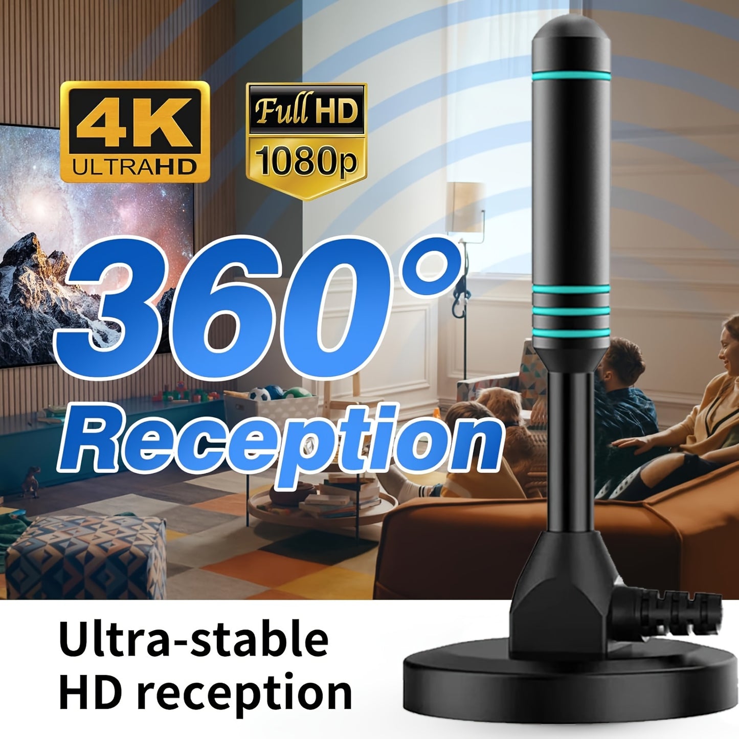 Rakuten's 2024 Model TV Antenna is a USB-powered indoor digital HD antenna for smart and older TVs, compatible with 4K and 1080p resolution, offering free local channels. It does not