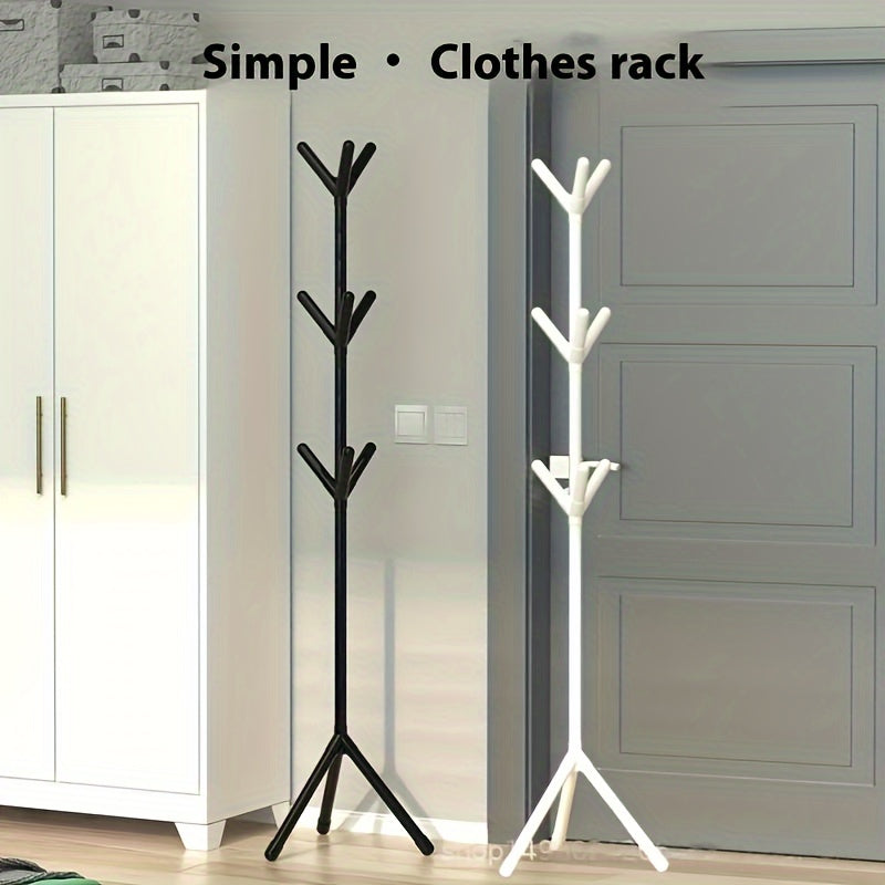 Convenient and Simple to Put Together Freestanding Coat Rack - Compact Clothes & Hat Hanger for Bedroom and Living Room, Made of Sturdy Plastic