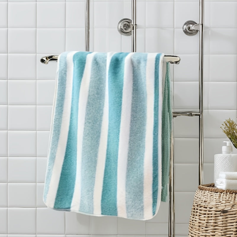 8-piece combination square towel bath set includes 4 square towels (30x30cm), 2 towels (35x75cm), and 2 large bath towels (70x140cm) in various colors and striped design. Highly absorbent, quick drying, and soft towels suitable for bathrooms, showers