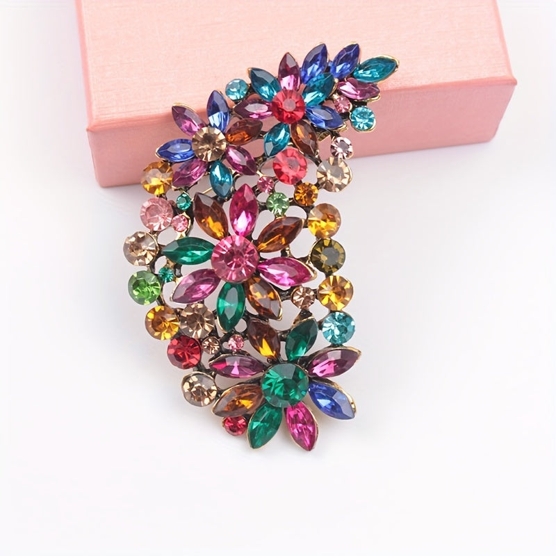 Get your hands on the 2021 New European and American Personalized Retro Colorful Glass Exaggerated Brooch Female Temperament Pin straight from the factory!