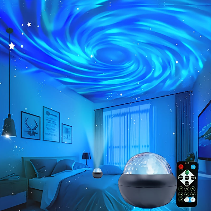 LED Ripple Nightlight with adjustable color-changing circular spotlight, perfect for bedrooms, weddings, holidays, and travel. Powered by USB.