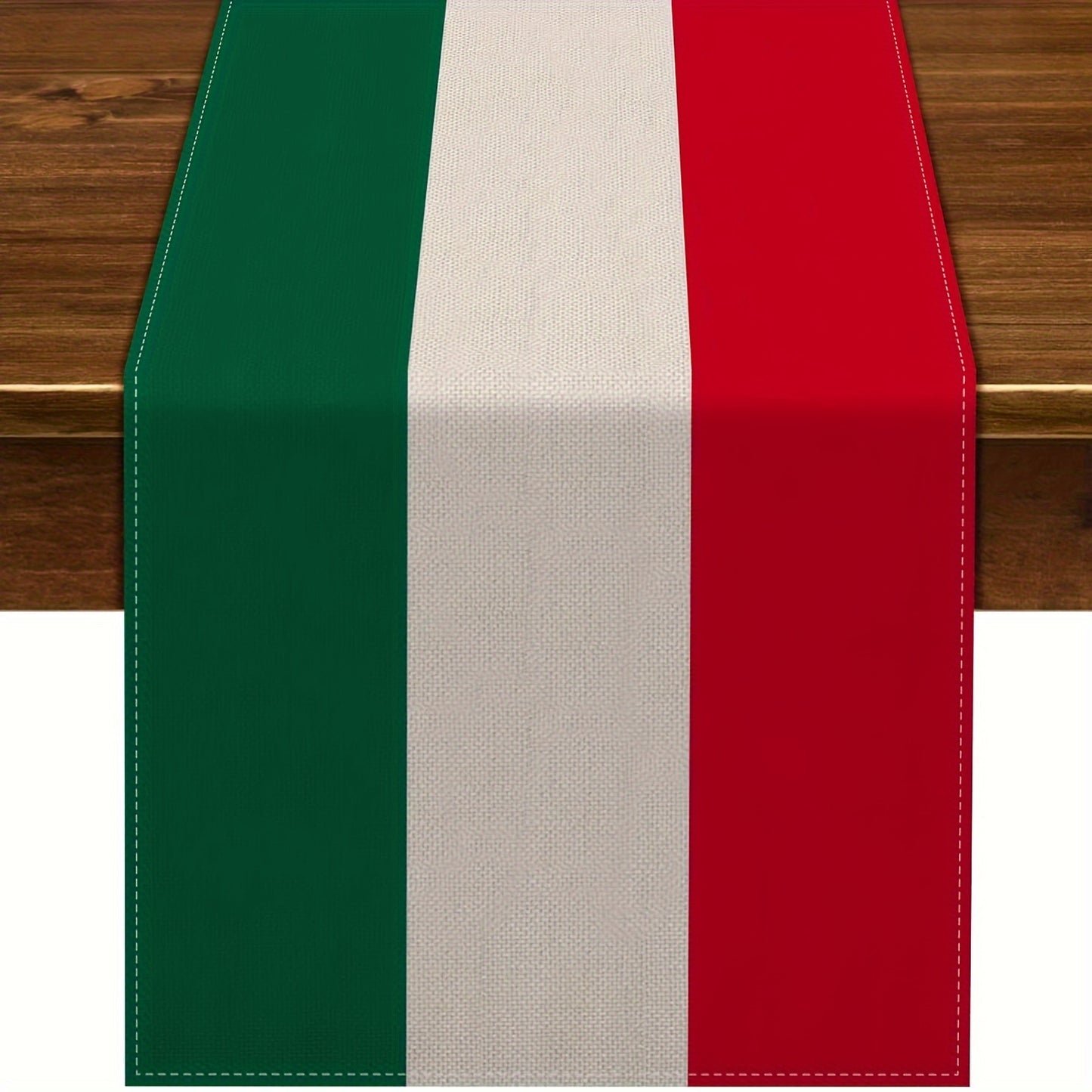 Polyester table runner with an Italian theme, ideal for decorating dining tables in home and kitchen settings, rectangular shape.