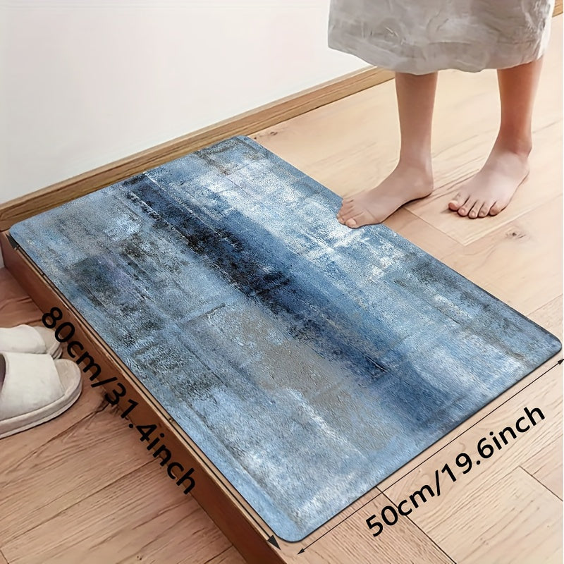 Denim Blue Tie-Dye Kitchen Mat - 100% Polyester, Hand Wash Only - Stylish and Durable Floor Mat for Modern Kitchens and Kitchen Rugs - 1 Piece