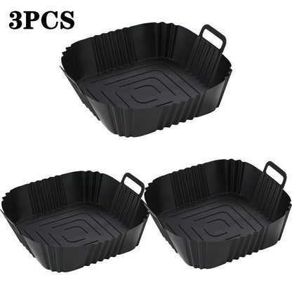 Set of 3 Non-Stick Silicone Air Fryer Baskets, Safe for Oven Use, Food-Grade Accessories for Versatile Cooking