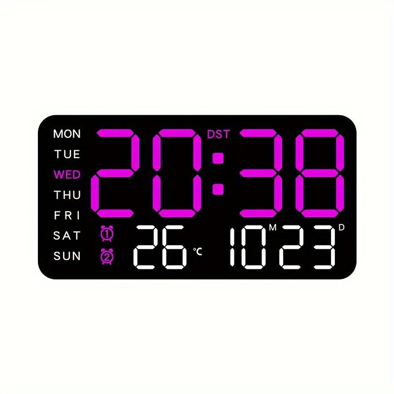 Voice-Activated Wall Clock with Temperature, Date, Time, Alarms, and Snooze - Sleek Design, Battery-Powered - Ideal for Bedroom.