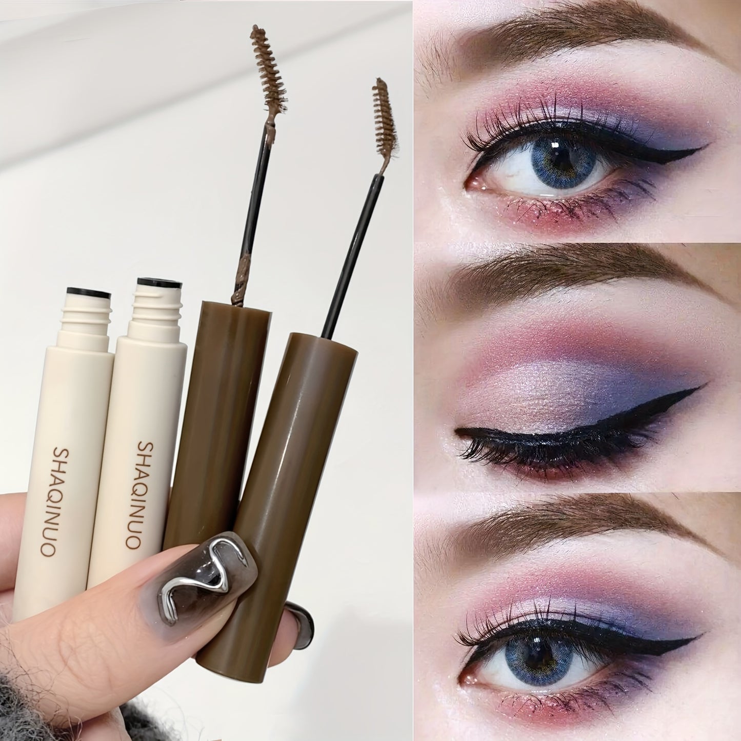 Tinted eyebrow mascara for long-lasting, waterproof, sweatproof, smudge-proof color enhancement. Sculpt and define brows with precision brush.