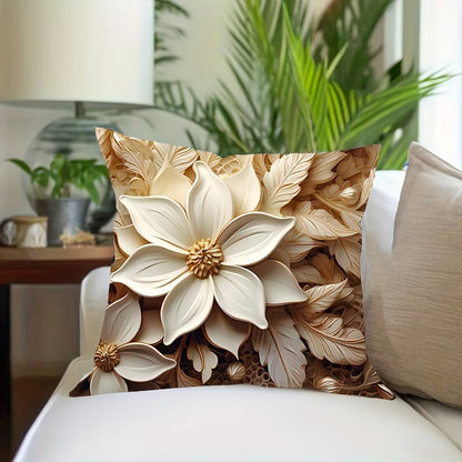 Modern floral print pillow cover for stylish home decor, 43cm/16.93in.