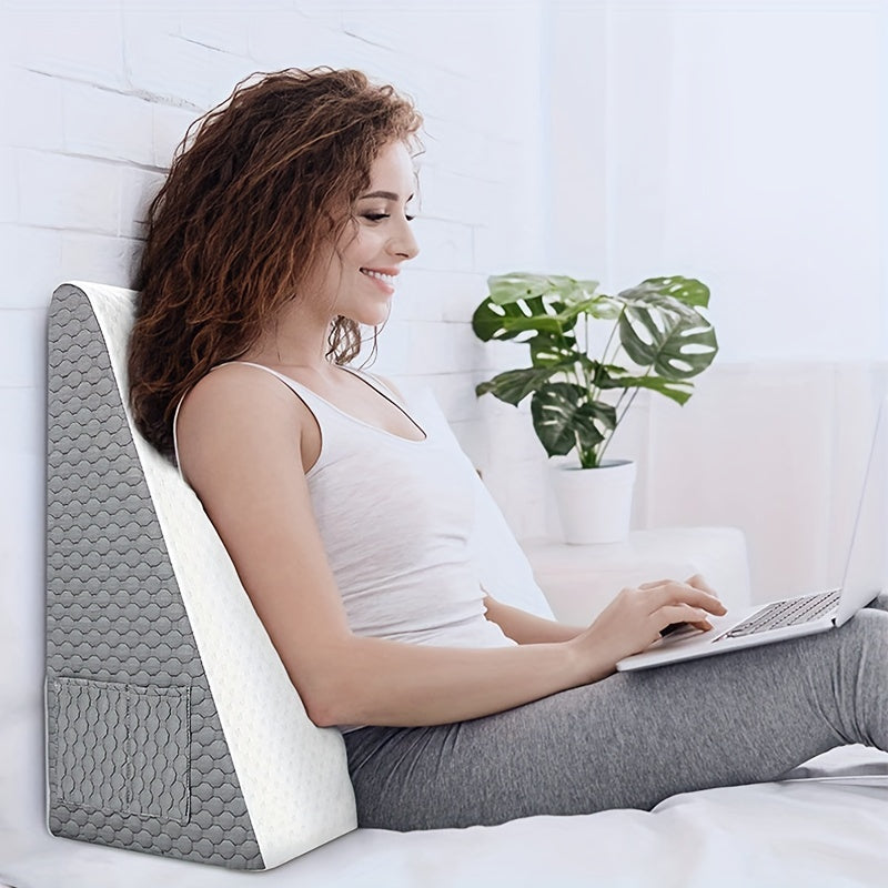 Memory Foam Wedge Pillow: The Perfect Solution for Acid Reflux, Snoring, Pregnancy, and Surgery Support - Featuring Adjustable Firmness and a Removable Knit Cover