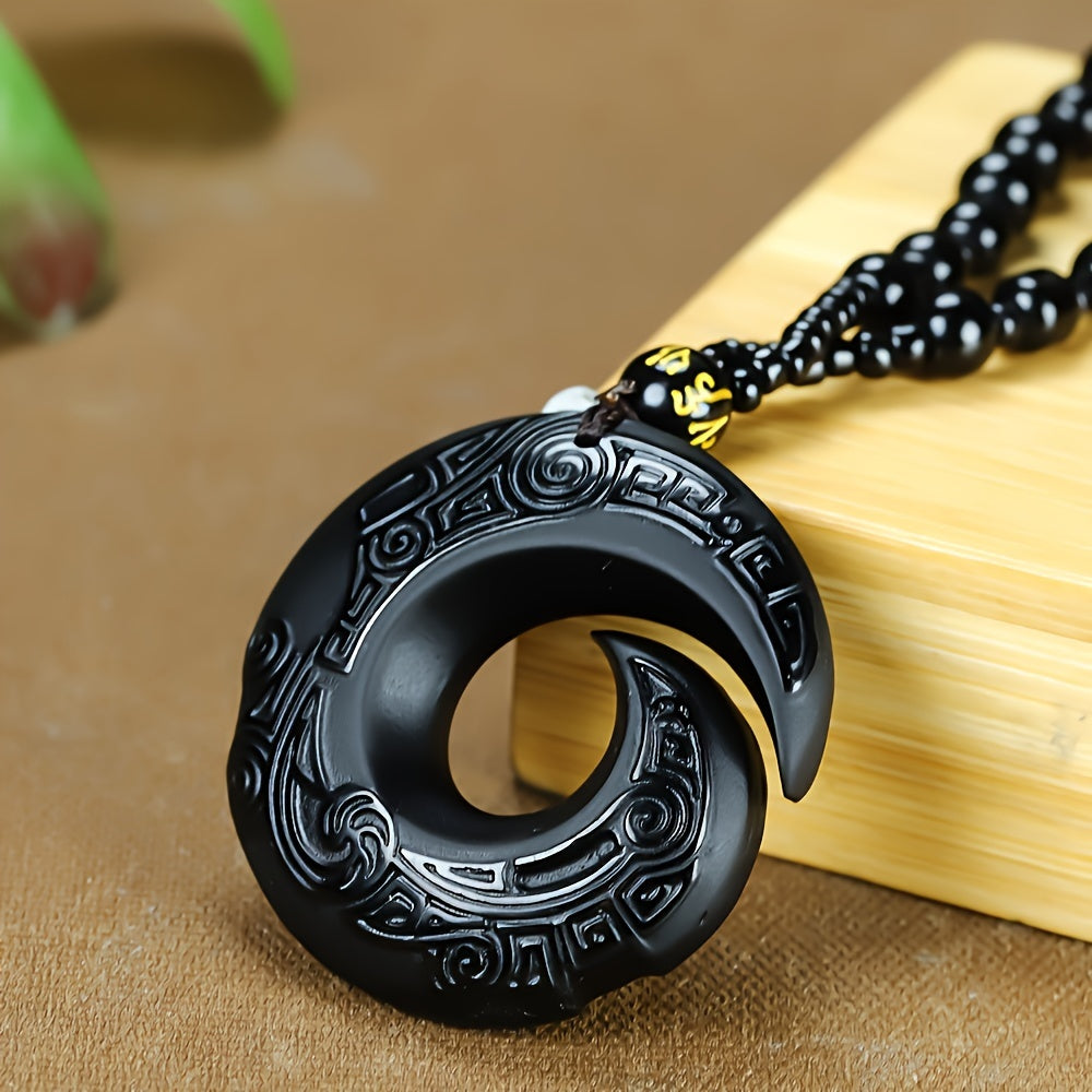 1pc elegant Obsidian Pendant suitable for both men and women, serves as a Good Luck Necklace. This natural stone design jewelry gift is perfect for those who appreciate fashion and style.